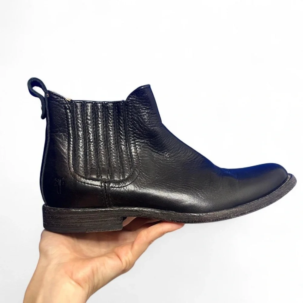 💜 Frye Black Leather Chelsea Ankle Boot (7)